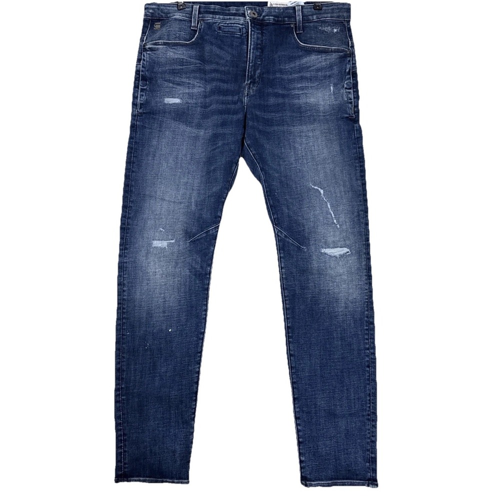 G-Star Raw D Staq 3D Slim Jeans Men's 38x34 Distressed Denim Streetwear Hip-Hop - Picture 2 of 16
